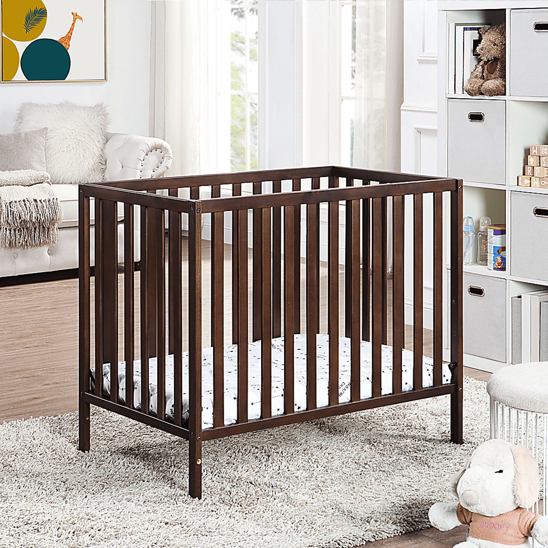 Castellon Brown Mini Crib with Mattress Pad - Image 4