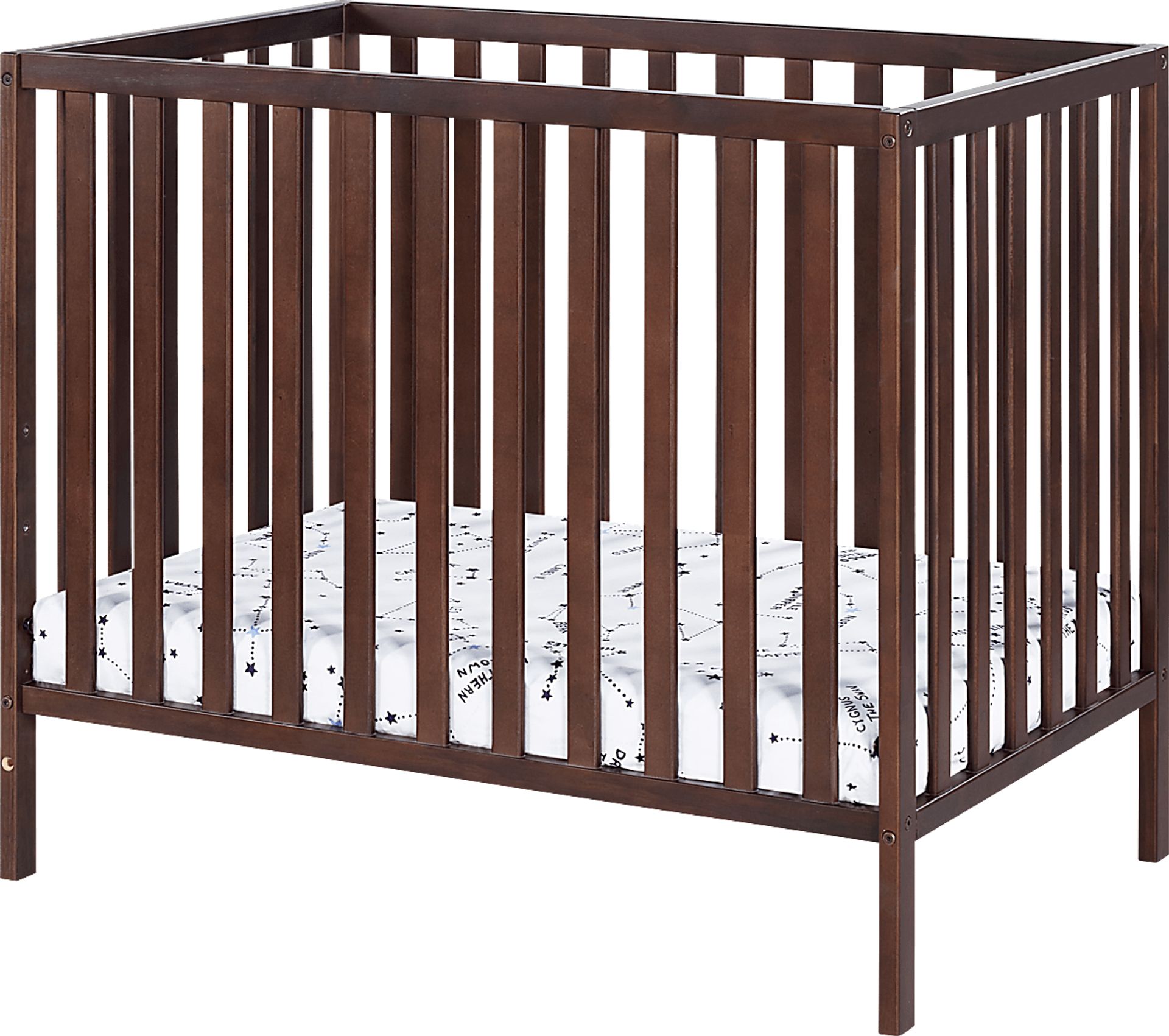 Castellon Brown Mini Crib with Mattress Pad - Image 1