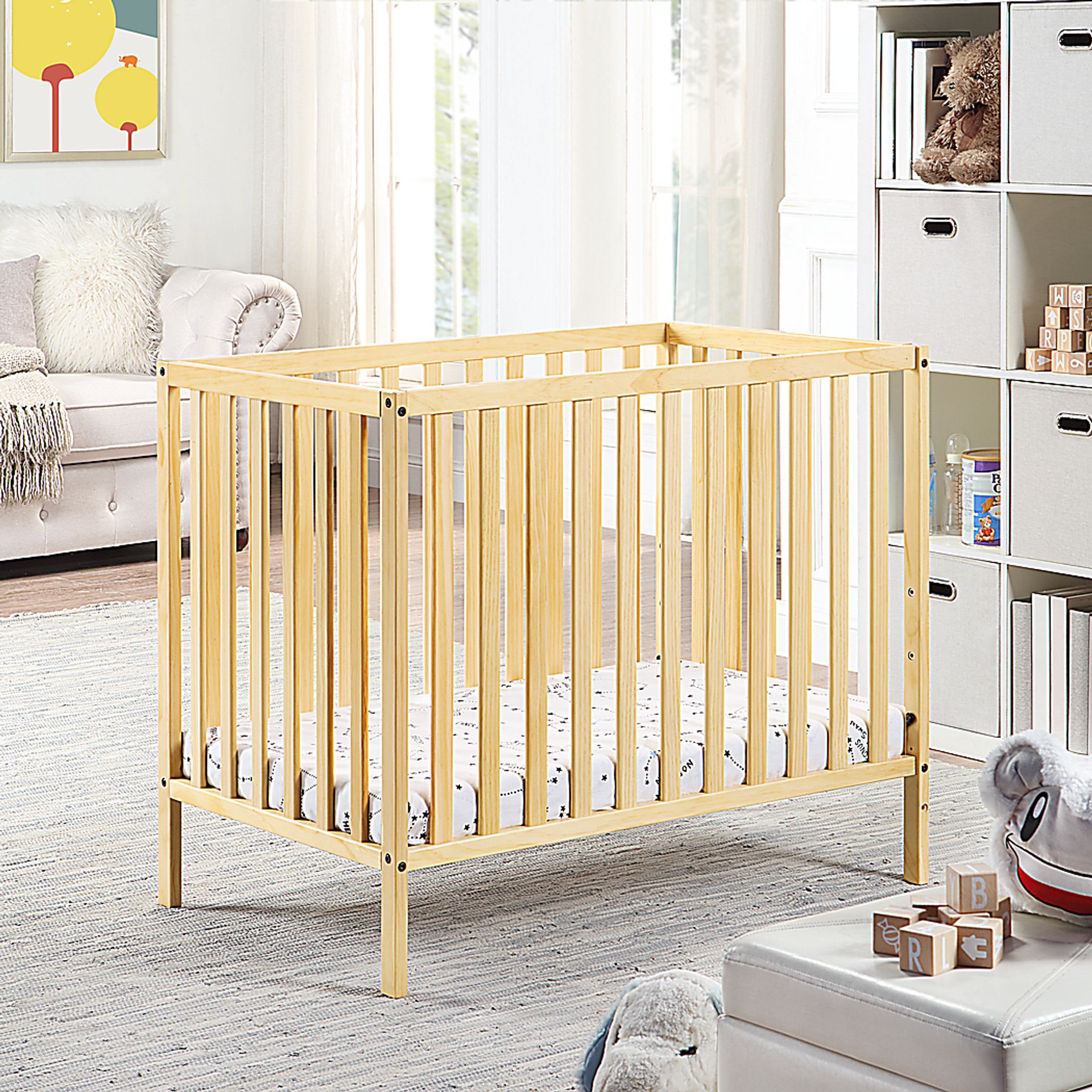 Castellon Natural Mini Crib with Mattress Pad - Image 4