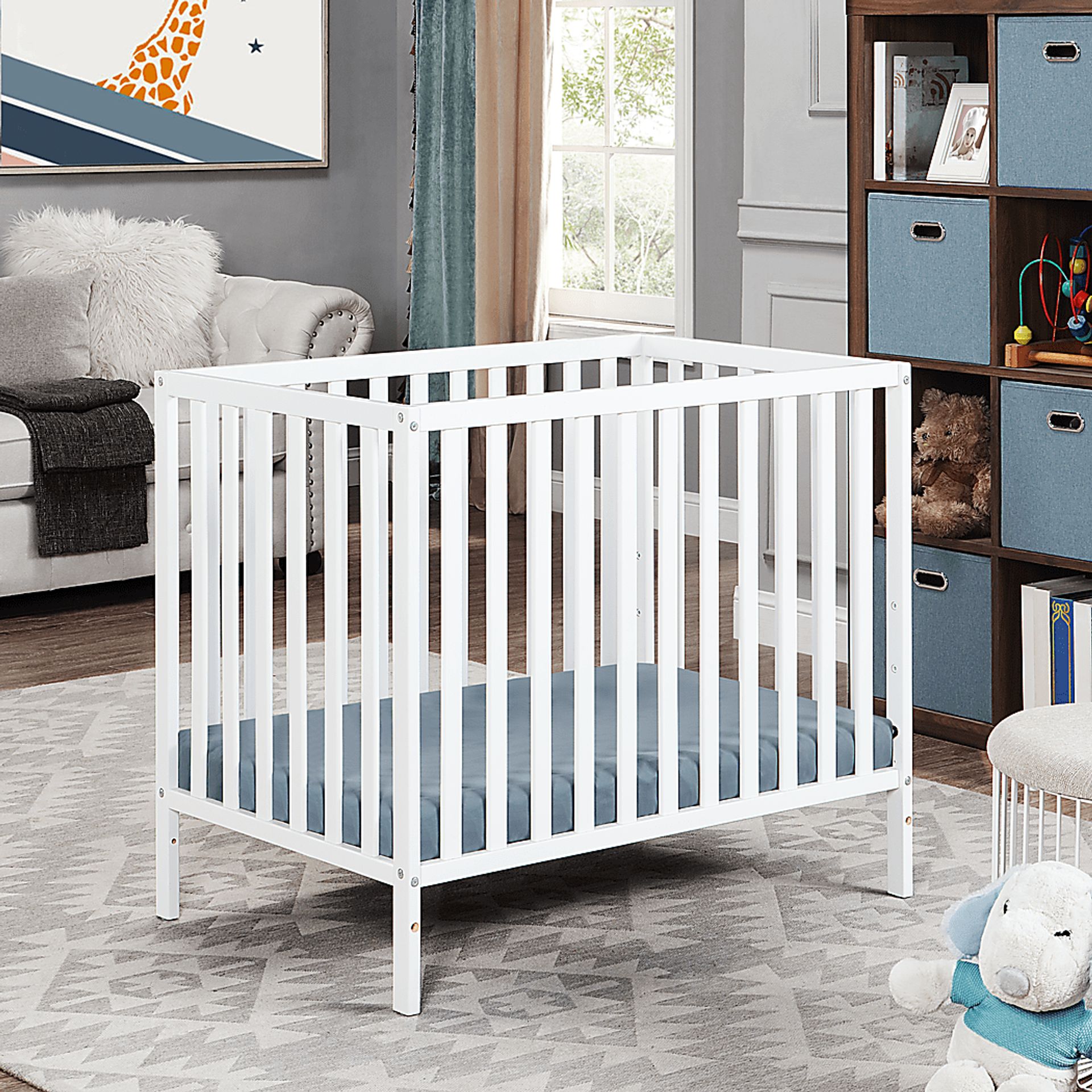 Castellon White Mini Crib with Mattress Pad - Image 5