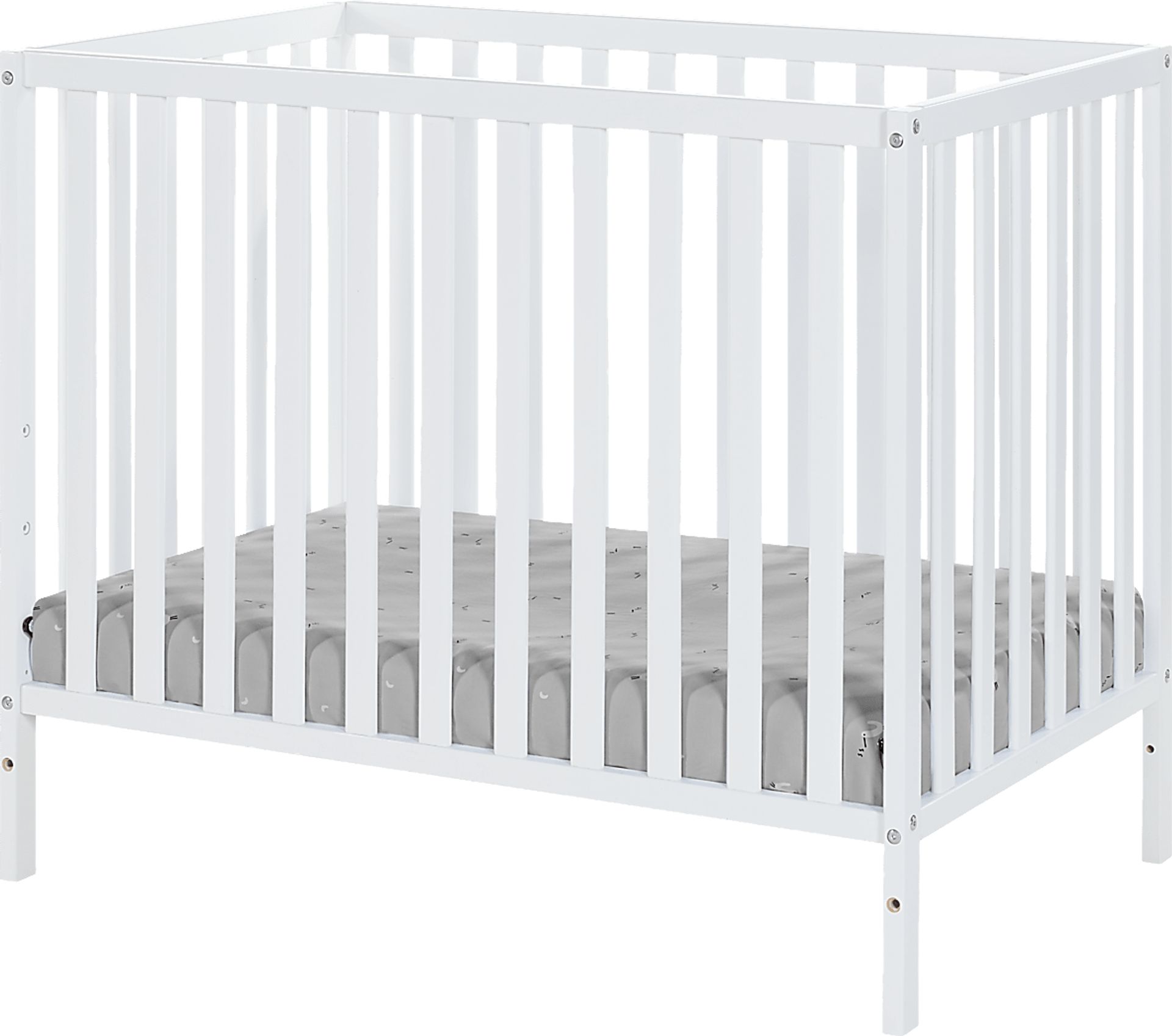 Castellon White Mini Crib with Mattress Pad - Image 1
