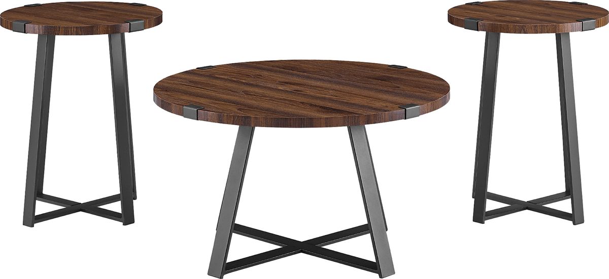 Castletroy Walnut Dark Wood Cocktail Table Set | Rooms to Go