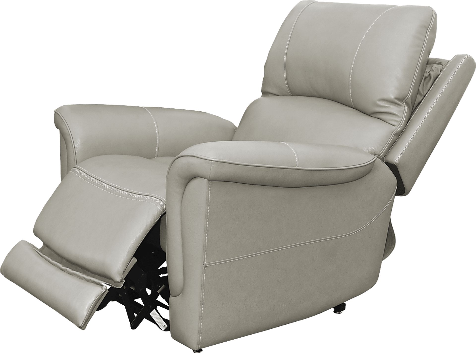 Castmore Gray Triple Power Leather Recliner - Image 3