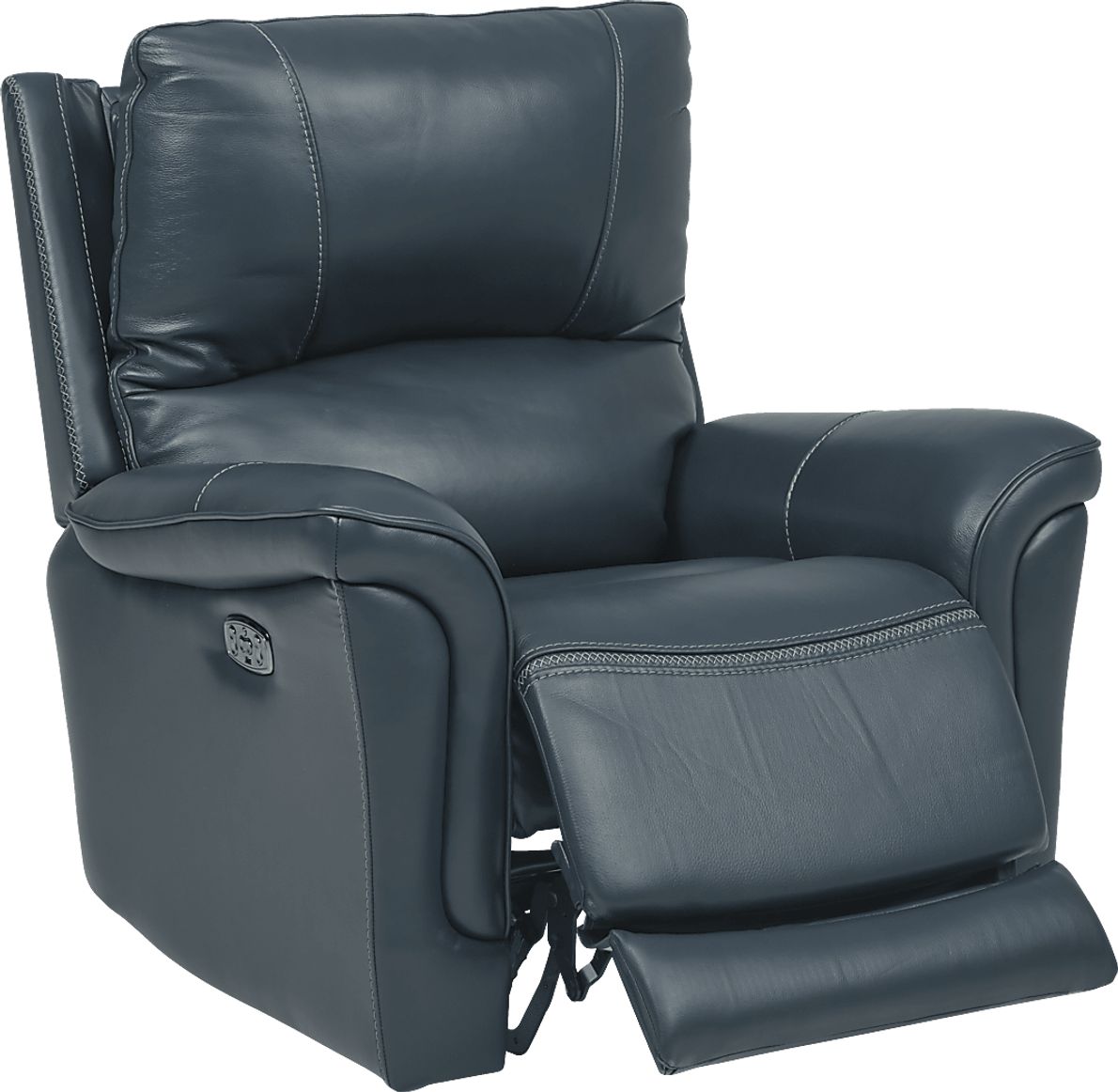 Castmore Navy Triple Power Leather Recliner - Rooms To Go