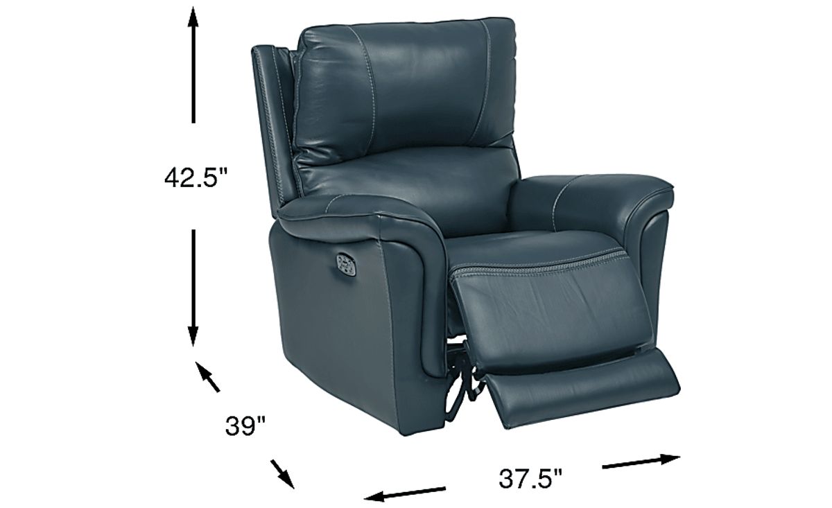Castmore Navy Blue Leather Triple Power Recliner Rooms to Go