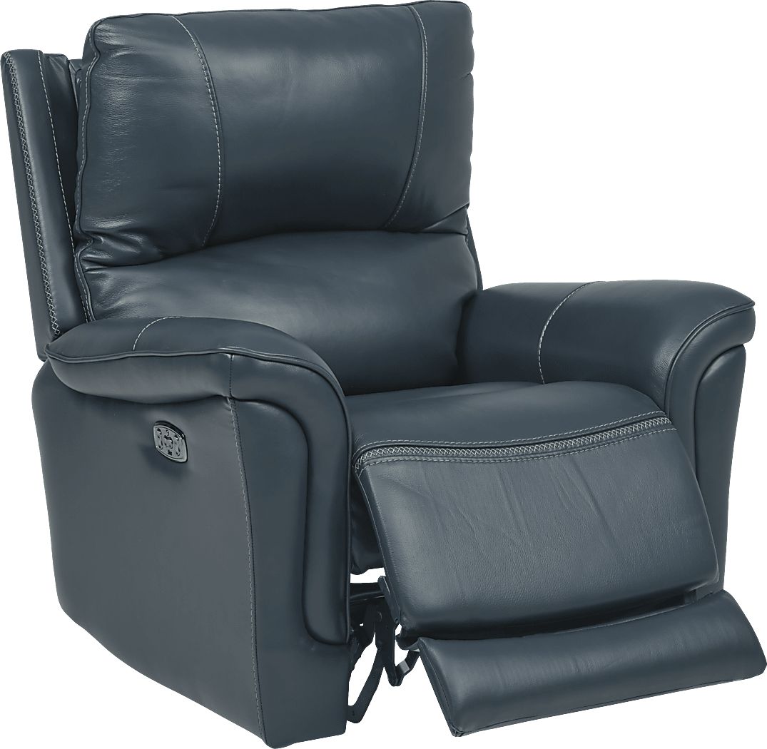 Castmore Navy Triple Power Leather Recliner Rooms To Go