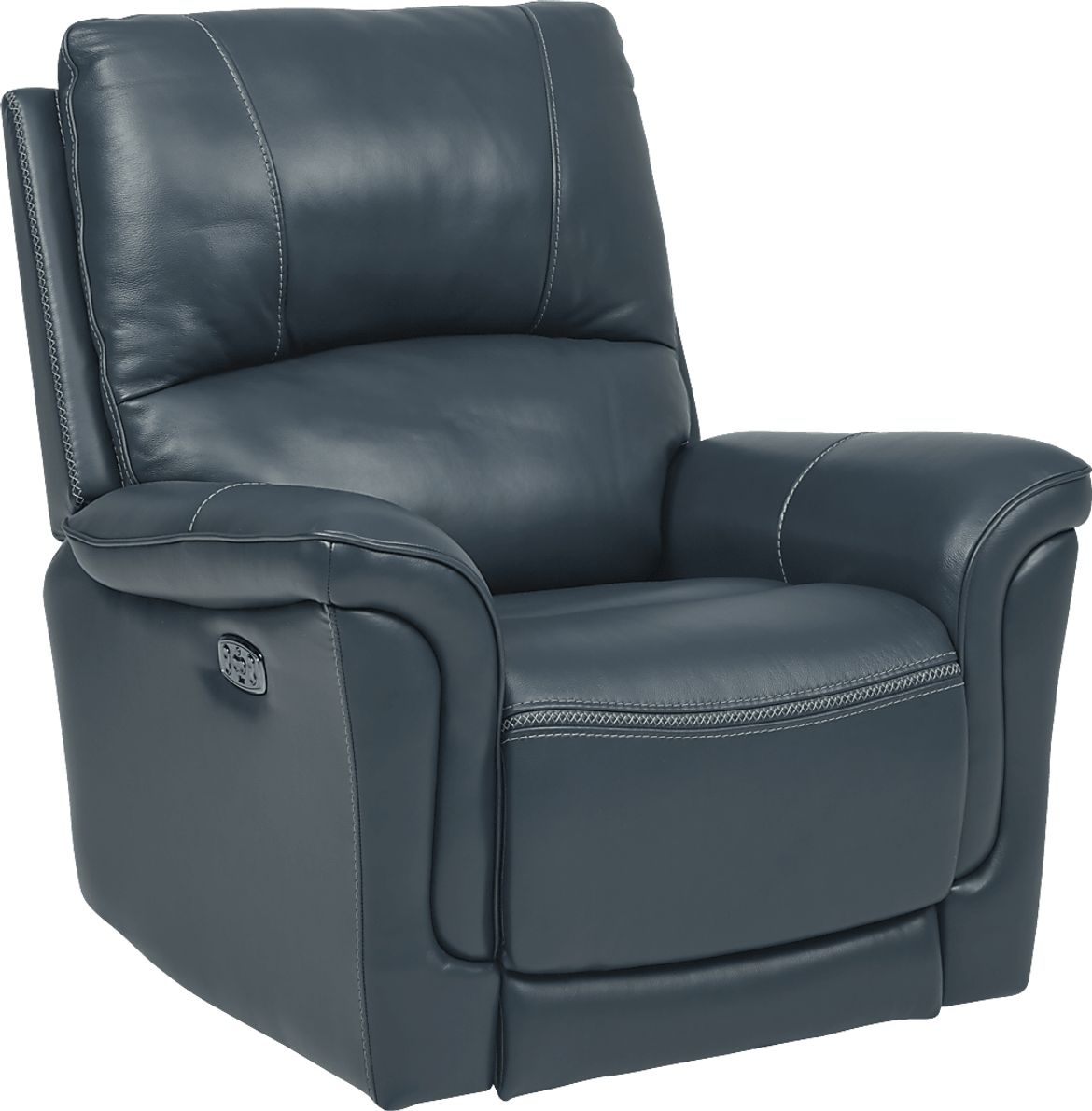 Castmore Navy Blue Leather Triple Power Recliner - Rooms To Go