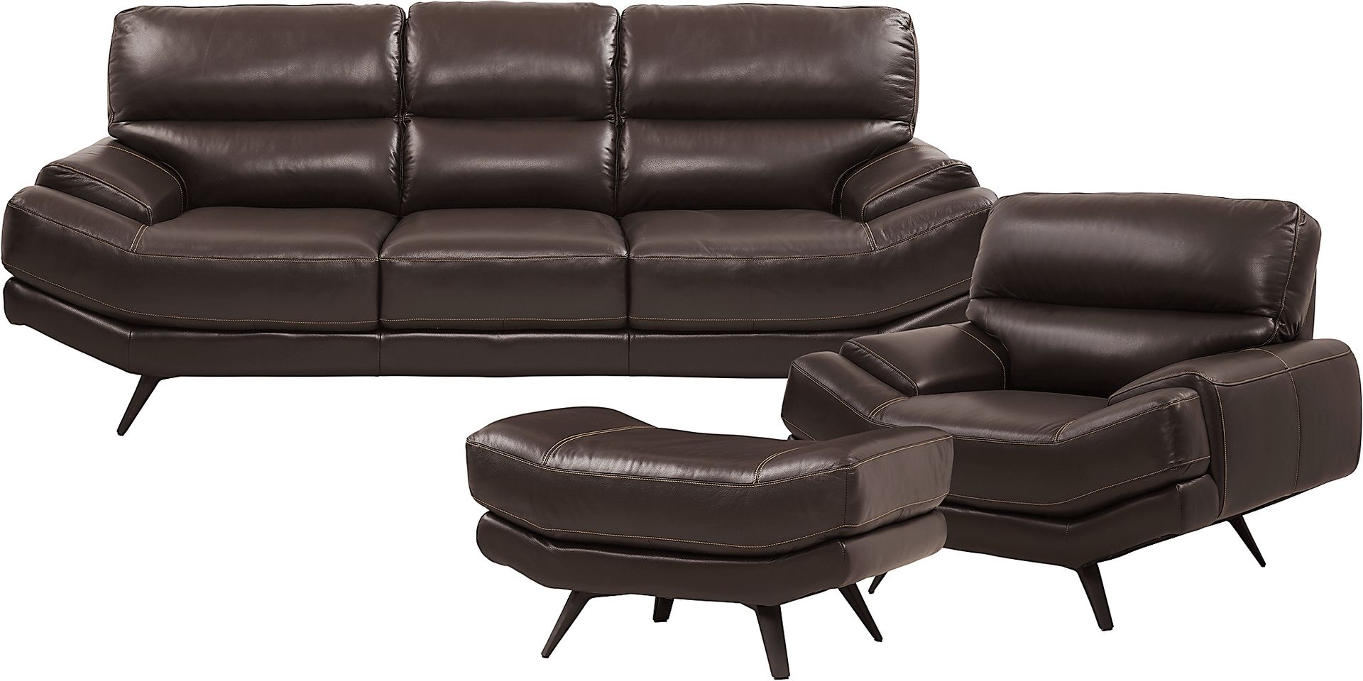 Catalano Espresso Leather 3 Pc Living Room - Image 1