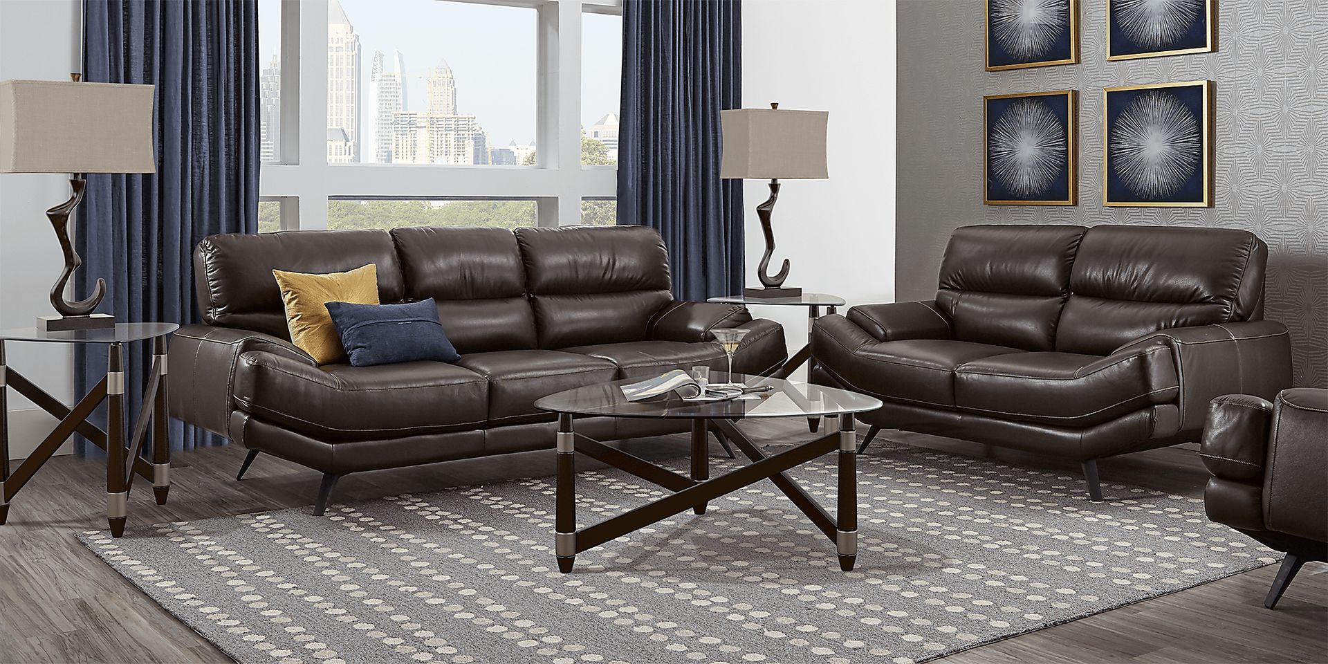 Catalano Espresso Leather 5 Pc Living Room - Image 1