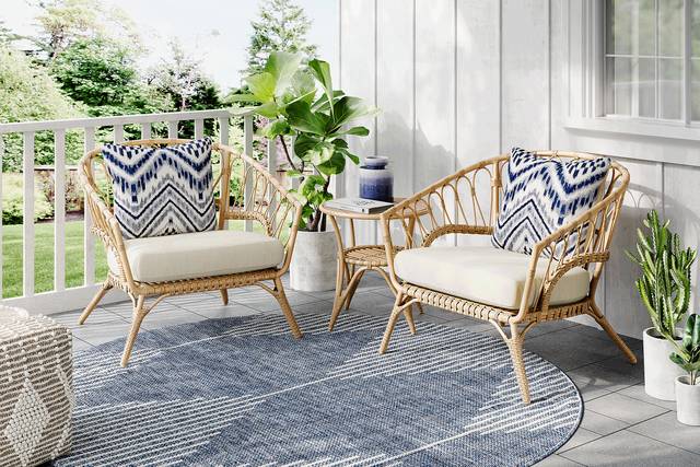 Catalina Natural 3 Pc Outdoor Seating Set - Thumbnail - Image 1