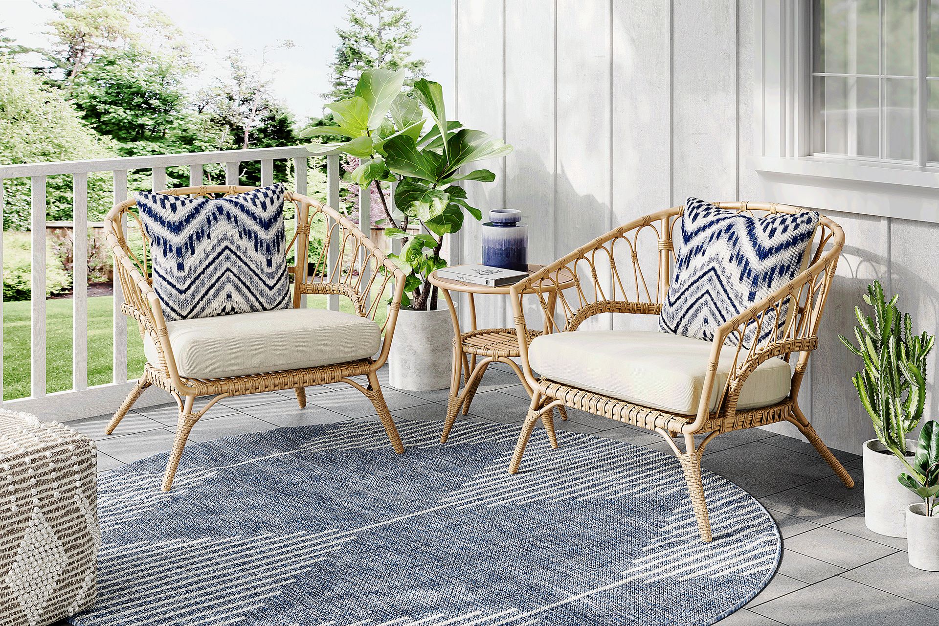 Catalina Natural 3 Pc Outdoor Seating Set - Image 1