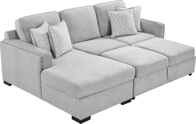 Catania Gray 2 Pc Sleeper Sectional - Thumbnail - Image 4
