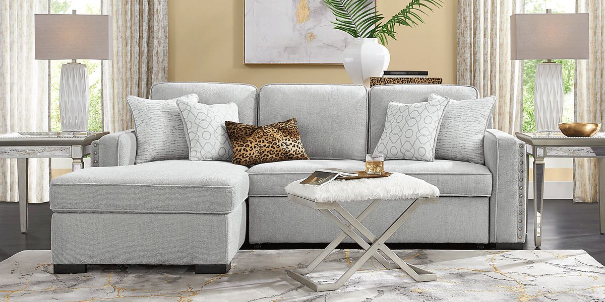 Catania Gray Polyester Fabric 2 Pc Left Arm Chaise Sleeper Sectional Rooms To Go