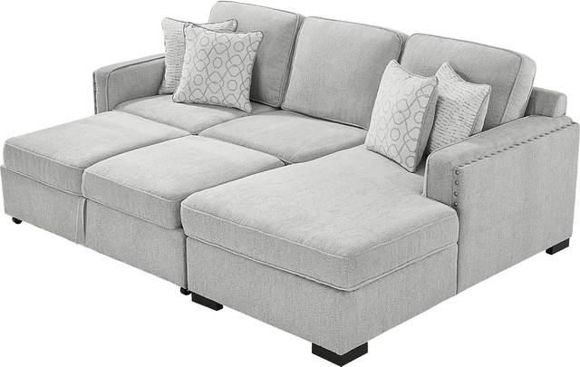 Catania Gray 2 Pc Sleeper Sectional - Thumbnail - Image 4