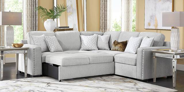 Catania Gray 2 Pc Sleeper Sectional - Thumbnail - Image 3