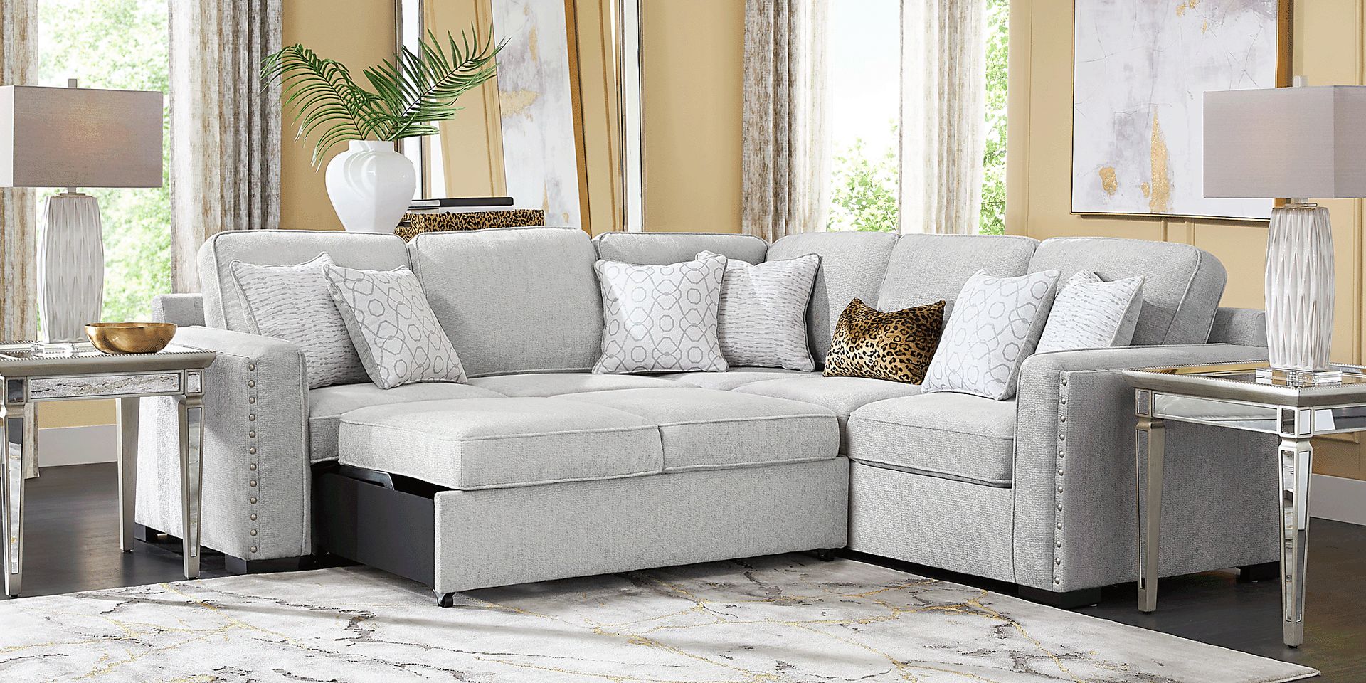 Catania Gray 2 Pc Sleeper Sectional - Image 3