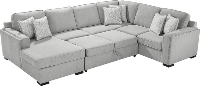Catania Gray 6 Pc Sleeper Sectional Living Room - Thumbnail - Image 5