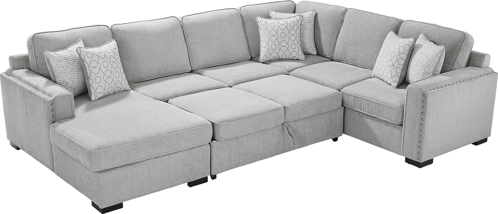 Catania Gray 6 Pc Sleeper Sectional Living Room - Image 5