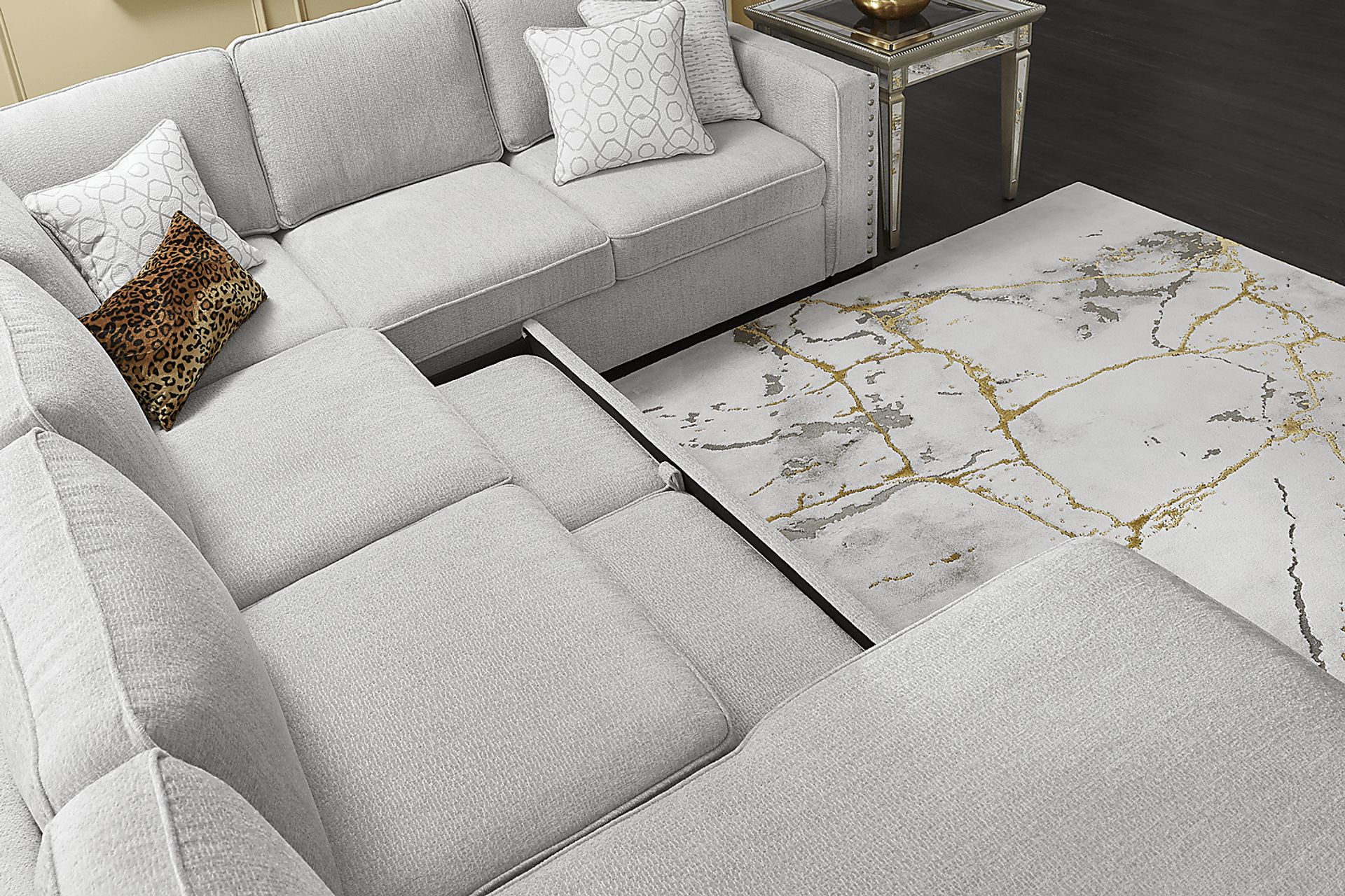 Catania Gray 6 Pc Sleeper Sectional Living Room - Image 10