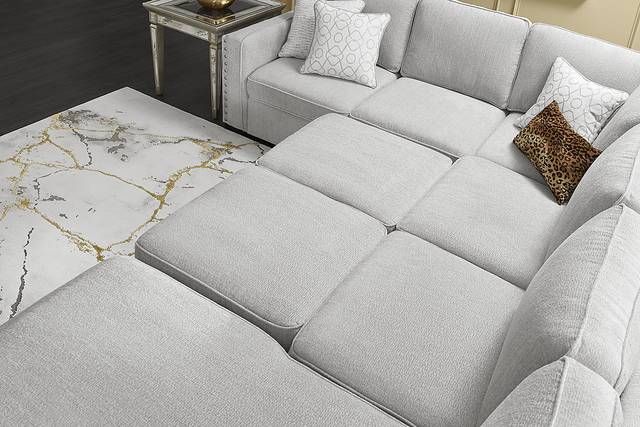 Catania Gray 6 Pc Sleeper Sectional Living Room - Thumbnail - Image 15