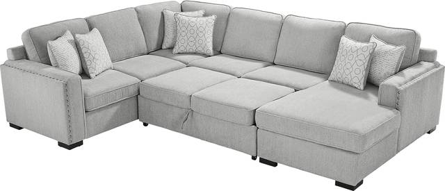 Catania Gray 6 Pc Sleeper Sectional Living Room - Thumbnail - Image 5