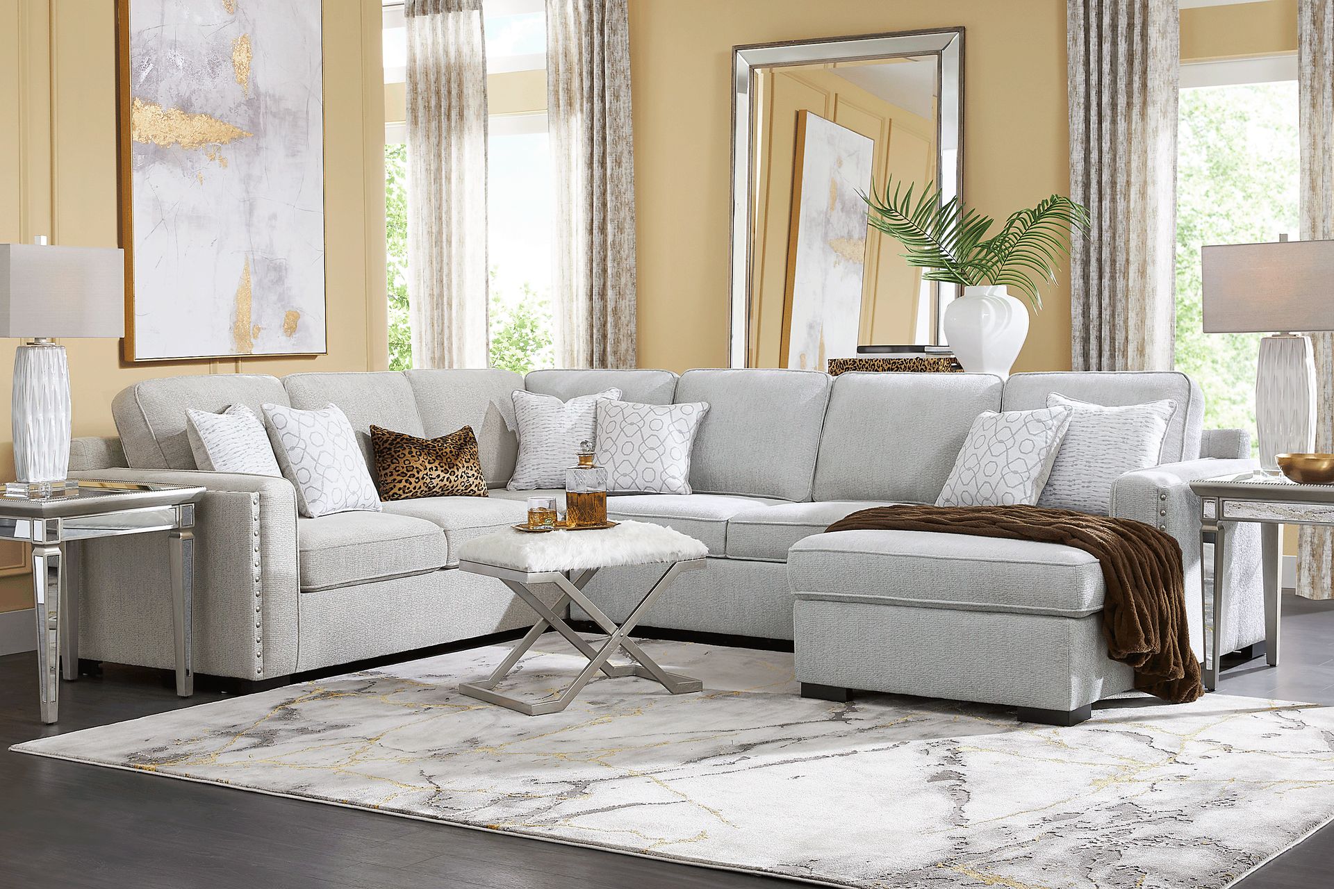 Catania Gray 6 Pc Sleeper Sectional Living Room - Image 1