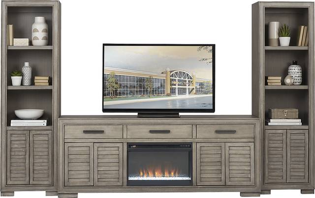 Cates Ridge Light Gray 3 Pc Wall Unit with Electric Fireplace - Thumbnail - Image 1