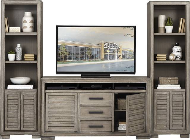 Cates Ridge Light Gray 3 Pc Wall Unit with 62 in. Console - Thumbnail - Image 2