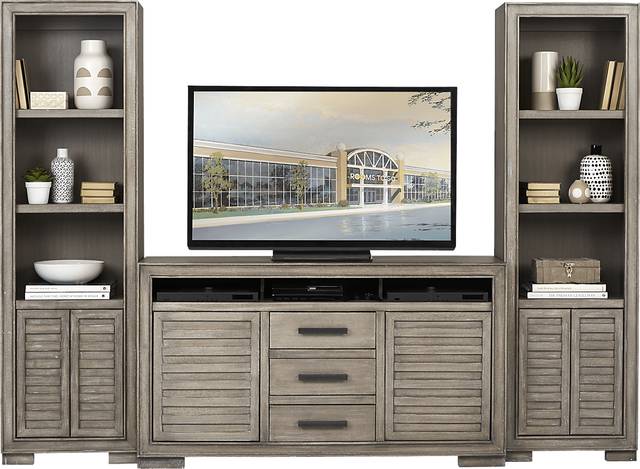 Cates Ridge Light Gray 3 Pc Wall Unit with 62 in. Console - Thumbnail - Image 1