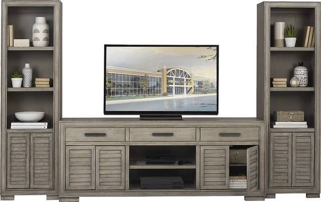 Cates Ridge Light Gray 3 Pc Wall Unit with 81 in. Console - Thumbnail - Image 2