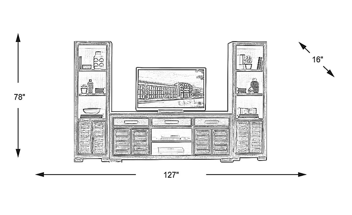 Cates Ridge Light Gray 3 Pc Wall Unit With 81 in. Console | Rooms to Go