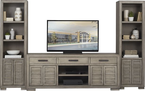 Cates Ridge Light Gray 3 Pc Wall Unit with 81 in. Console