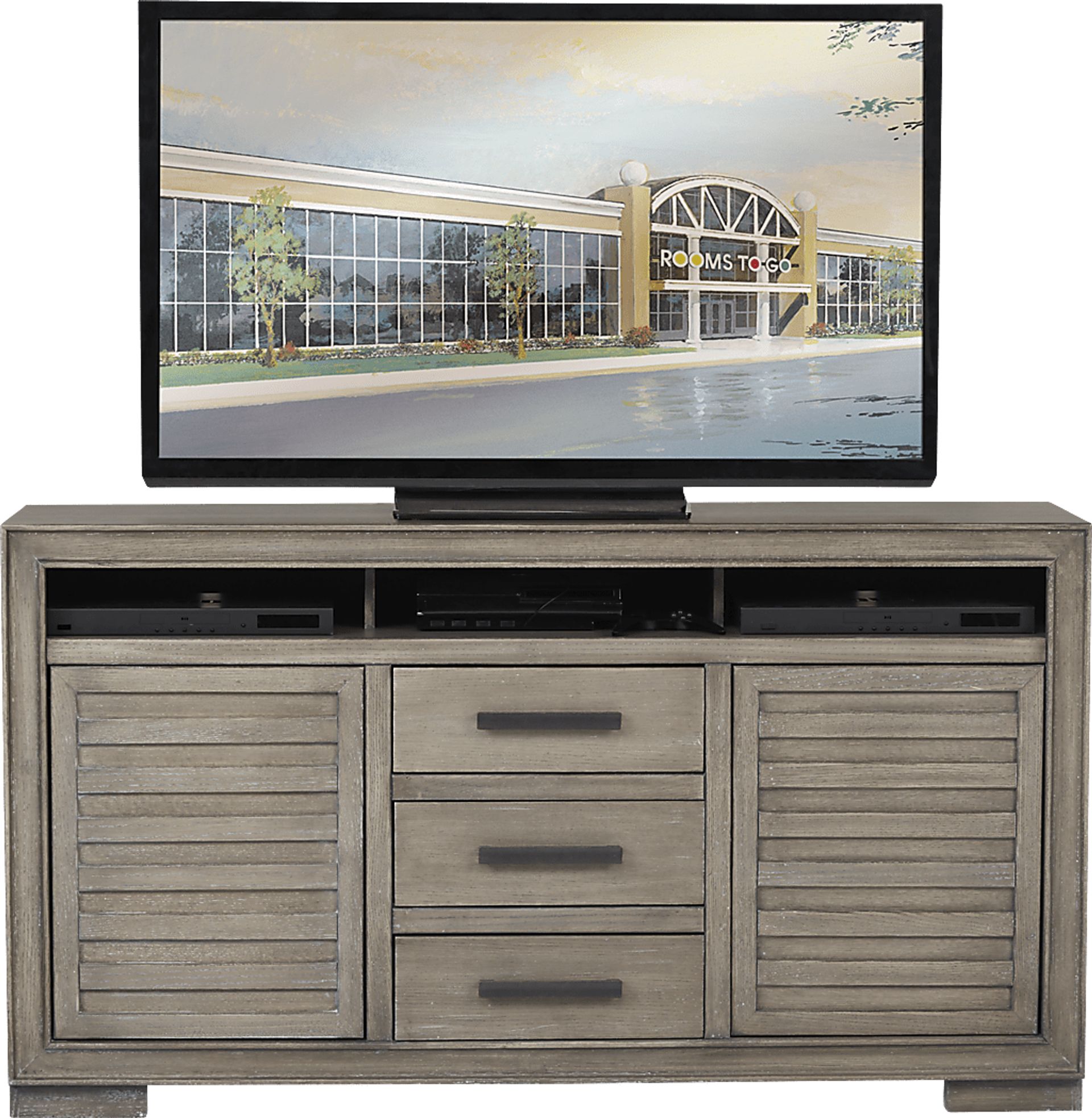 Cates Ridge Light Gray 62 in. Console - Image 1