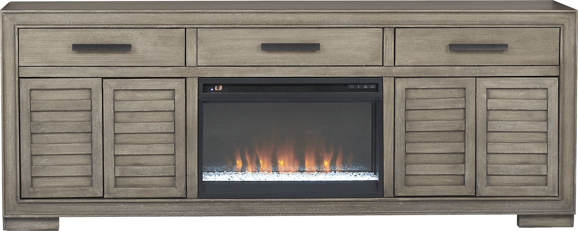 Cates Ridge Light Gray 81 in. Console with Electric Fireplace - Image 2