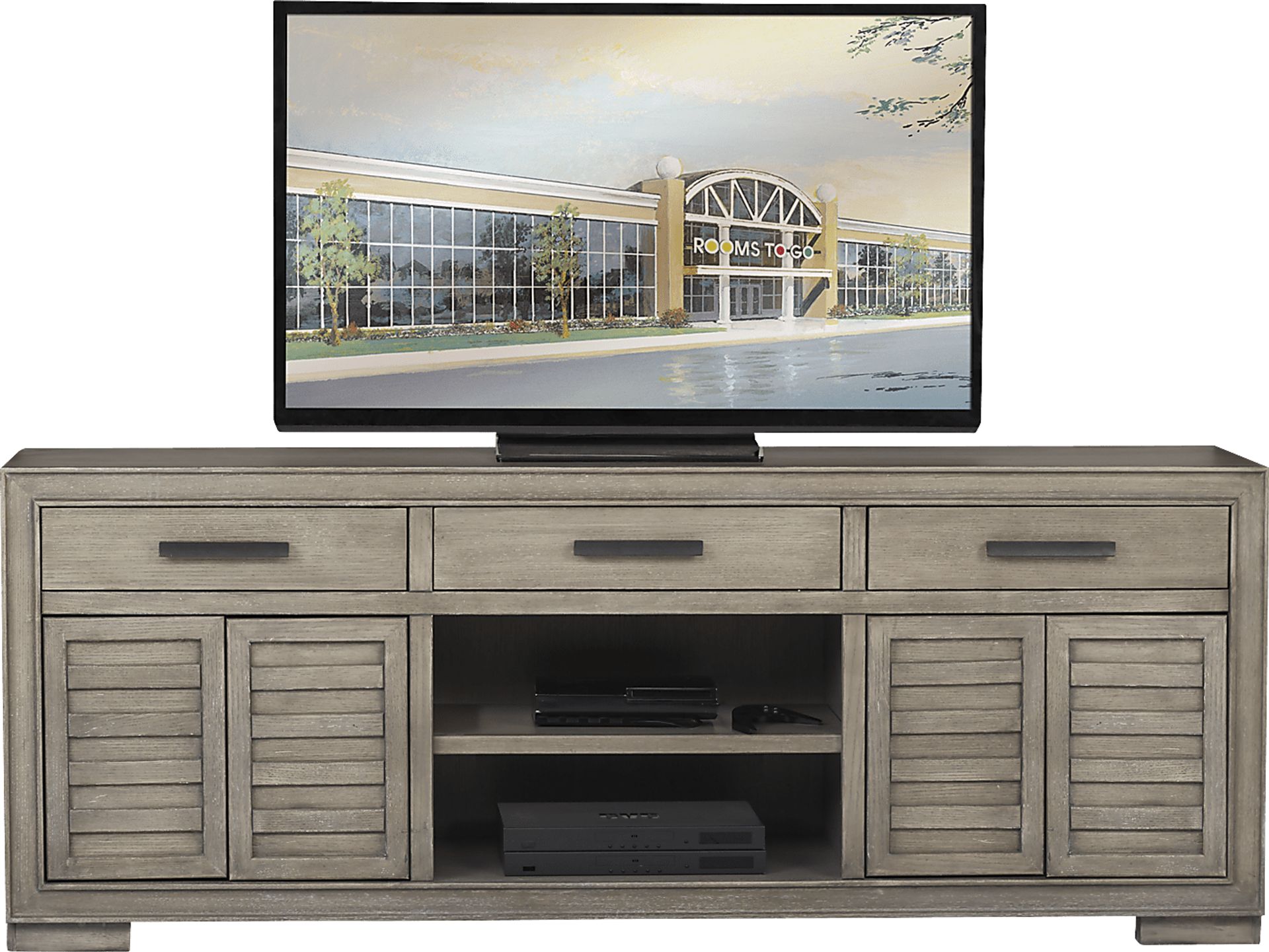 Cates Ridge Light Gray 81 in. Console - Image 1