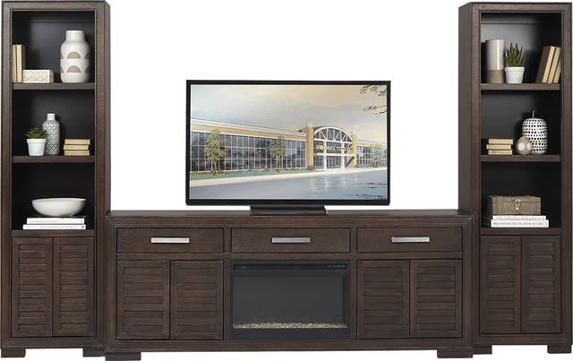 Cates Ridge Tobacco 3 Pc Wall Unit with Electric Fireplace - Thumbnail - Image 2