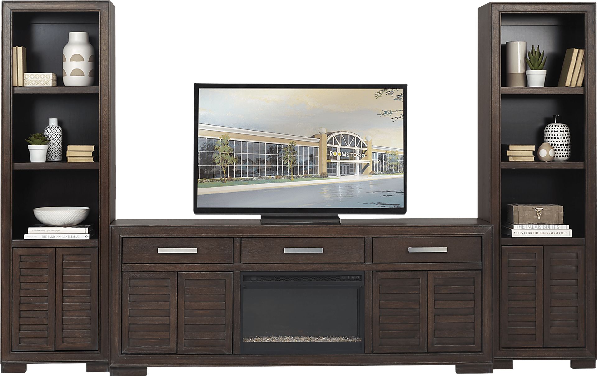 Cates Ridge Tobacco 3 Pc Wall Unit with Electric Fireplace - Image 2