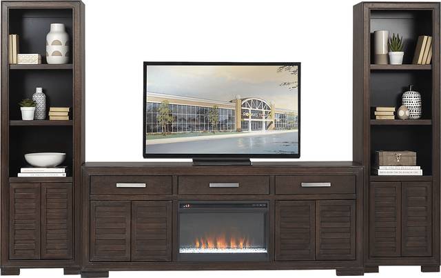 Cates Ridge Tobacco 3 Pc Wall Unit with Electric Fireplace - Thumbnail - Image 1
