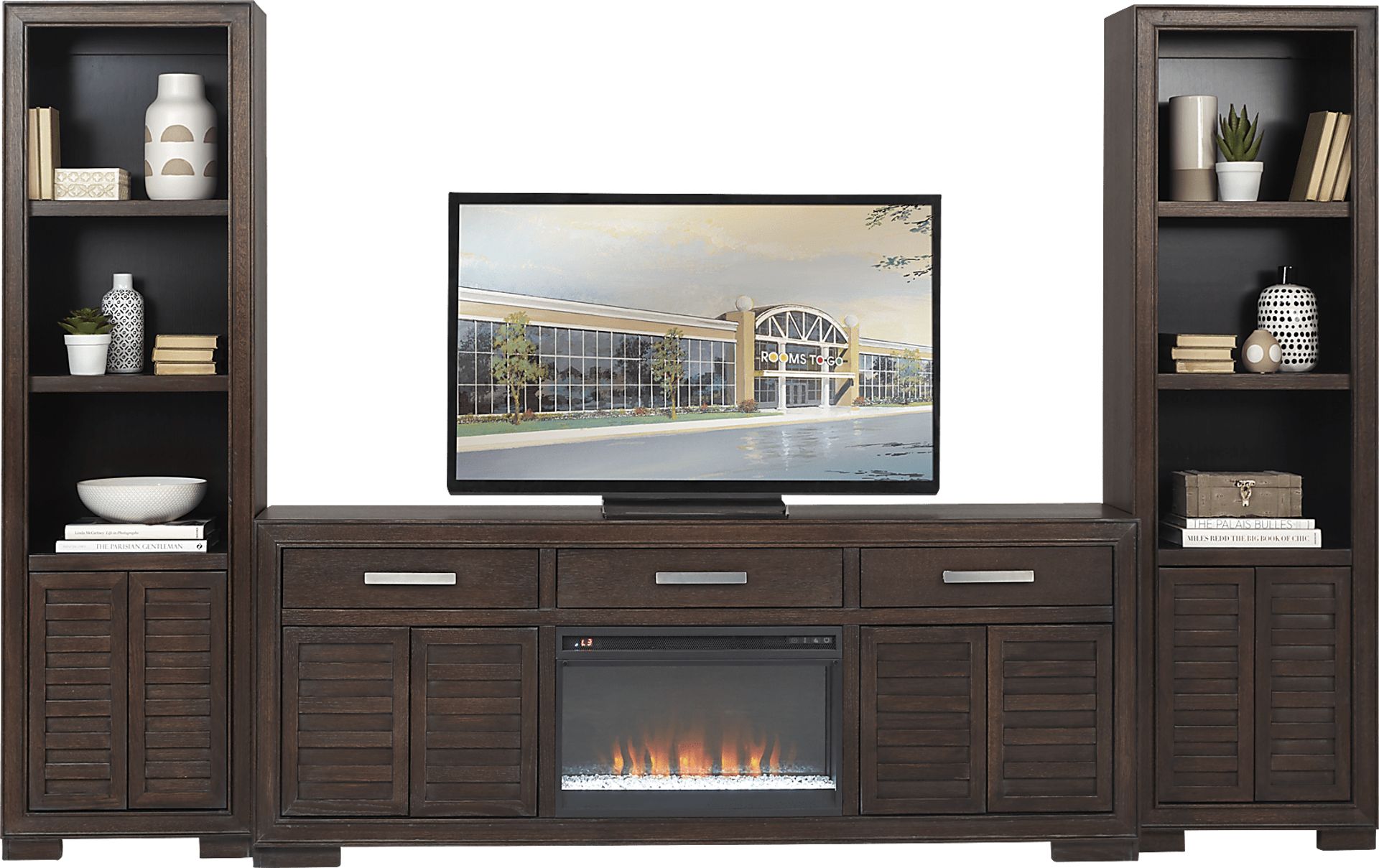 Cates Ridge Tobacco 3 Pc Wall Unit with Electric Fireplace - Image 1