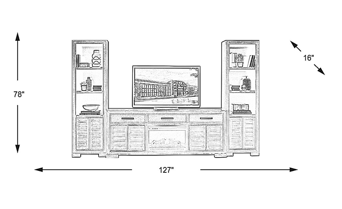 Cates Ridge Tobacco Dark Wood 3 Pc Wall Unit With Log Fireplace | Rooms ...