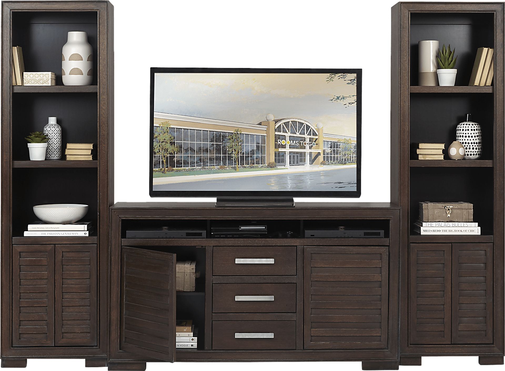 Cates Ridge Tobacco 3 Pc Wall Unit with 62 in. Console - Image 2