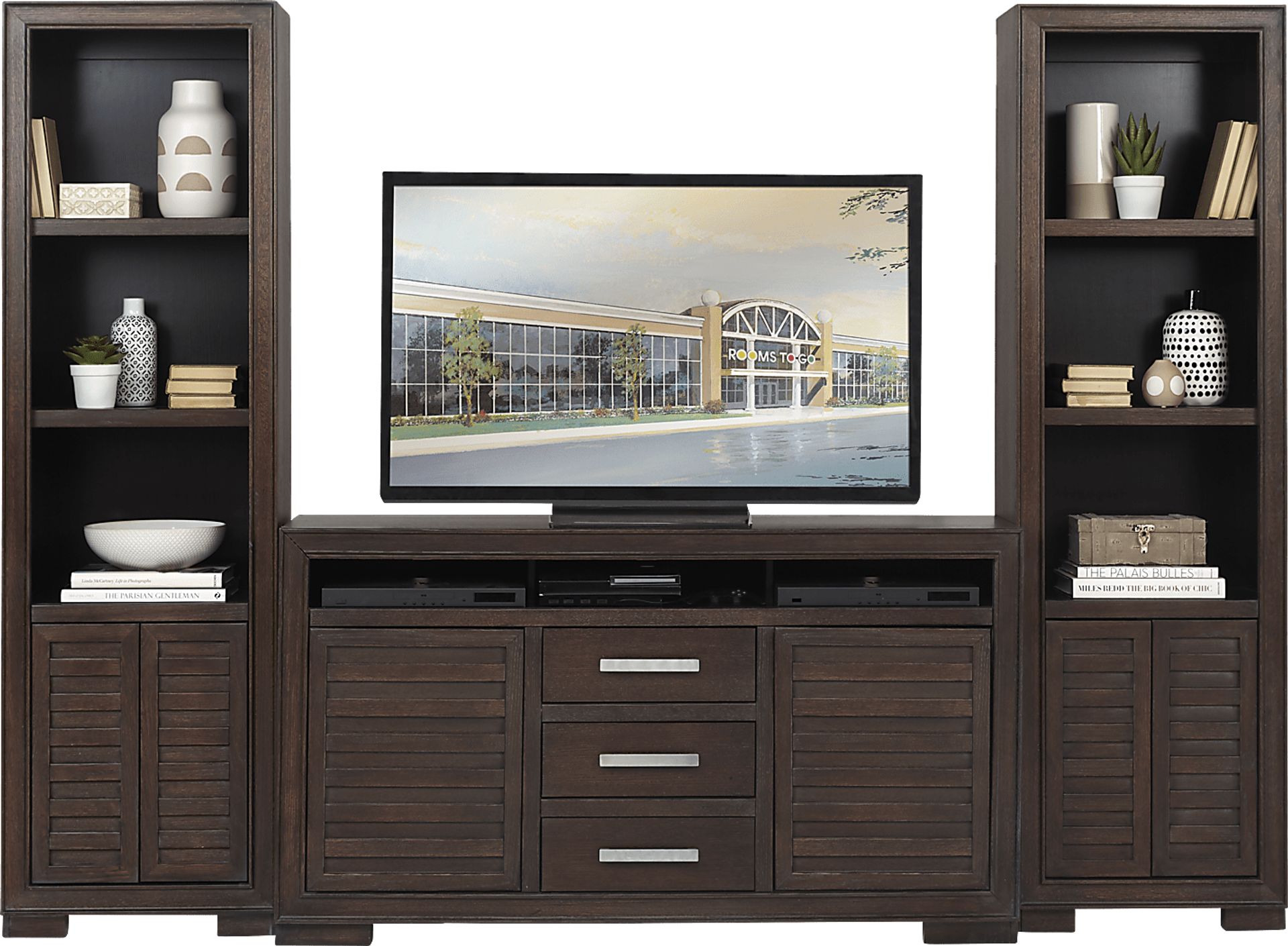 Cates Ridge Tobacco 3 Pc Wall Unit with 62 in. Console - Image 1