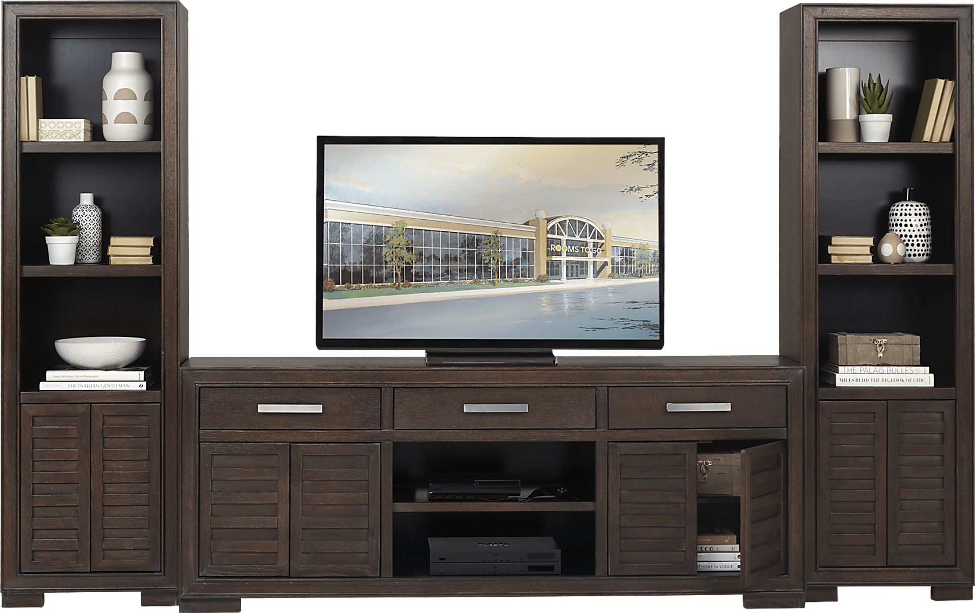 Cates Ridge Tobacco 3 Pc Wall Unit with 81 in. Console - Image 2