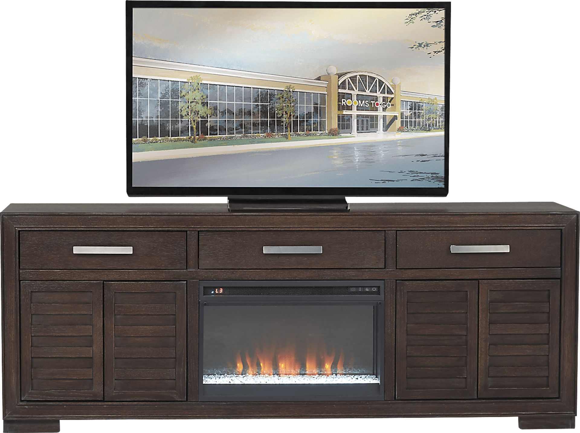 Cates Ridge Tobacco 81 in. Console with Electric Fireplace - Image 1