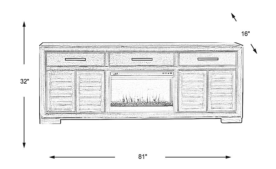 Cates Ridge Tobacco 81 in. Console with Electric Fireplace Rooms To Go