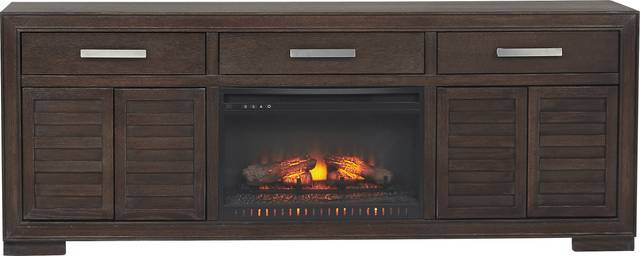Cates Ridge Tobacco 81 in. Console with Electric Log Fireplace - Thumbnail - Image 2