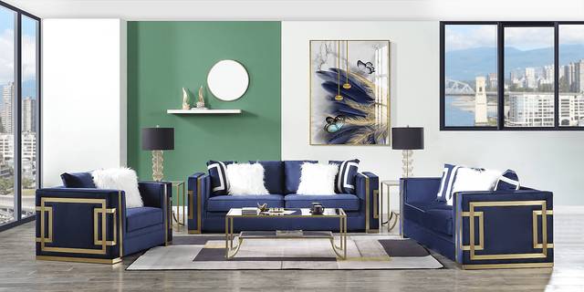 Catowba Blue Accent Chair with Two Pillows - Thumbnail - Image 2