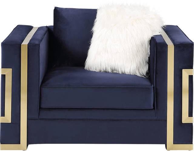 Catowba Blue Accent Chair with Two Pillows - Thumbnail - Image 3