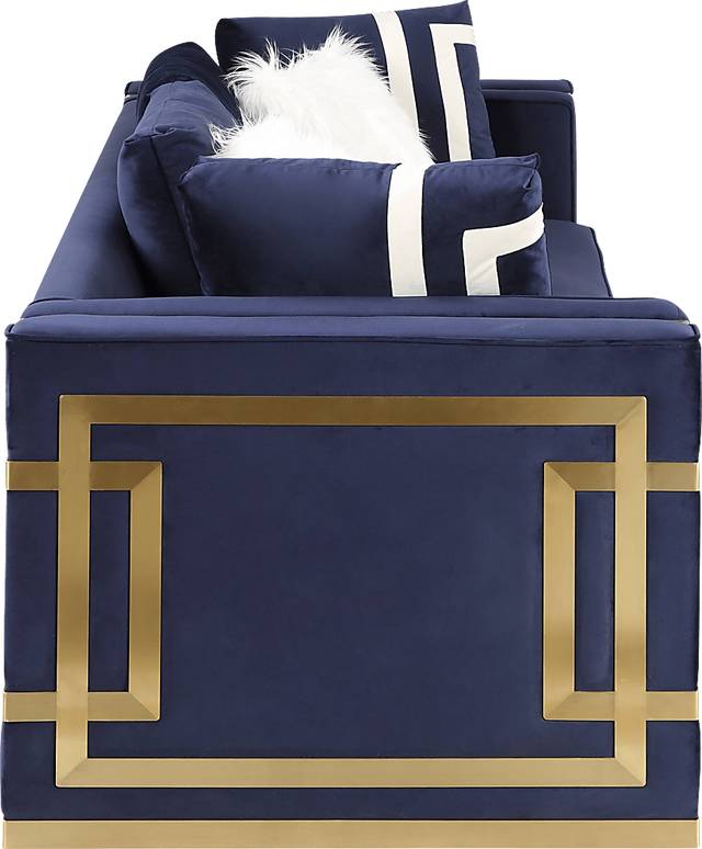 Catowba Blue Accent Chair with Two Pillows - Thumbnail - Image 4
