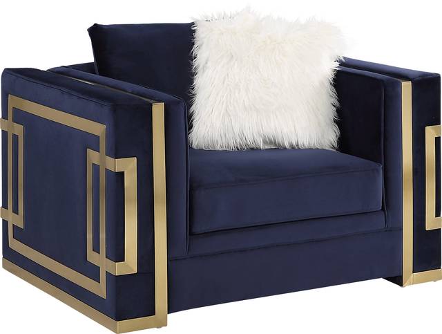 Catowba Blue Accent Chair with Two Pillows - Thumbnail - Image 1